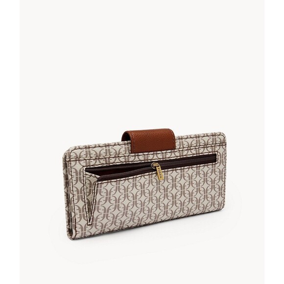 New Fossil Madison Tab Clutch Wallet Khaki Multi - Picture 2 of 4